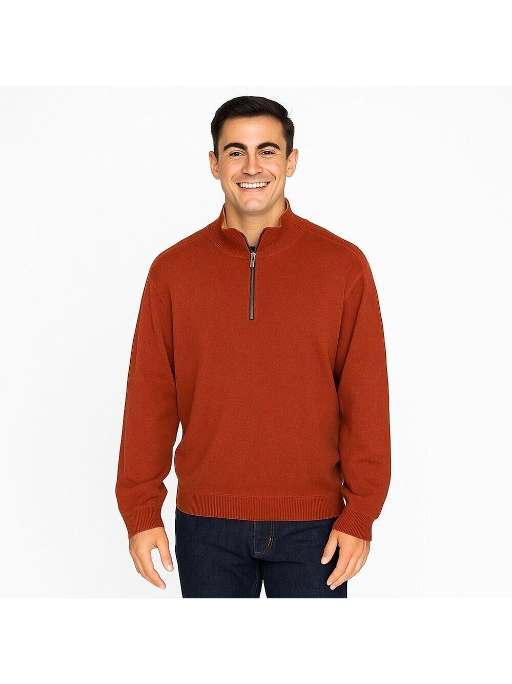 Tommy Bahama Reversible Pullover Sweater XL Orange Brown Knit Long Sleeve Top